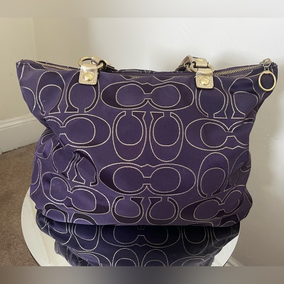 Coach Purple & Gold Poppy Tote - Picture 2 of 11